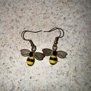 Gold and Black Bee Earrings